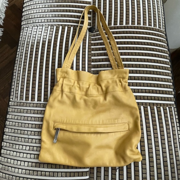 Salvatore Ferragamo Small Yellow Leather Draw String Bag - Picture 2 of 7